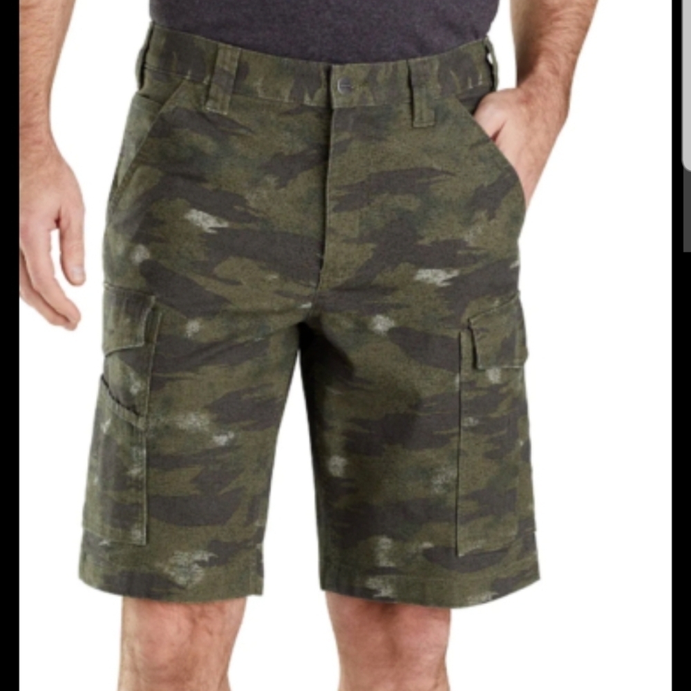 Carhartt Camo Rugged Flex Relaxed Fit Canvas Cargo Work Short NWT